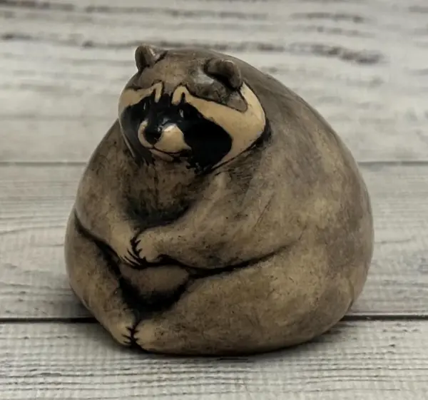 Ceramic Figurine Raccoon 2.36" Collectable Ceramic Sculpture One Of Kind Home & Garden Decor Gift for Her Real Artwork Vladimir Butcanov