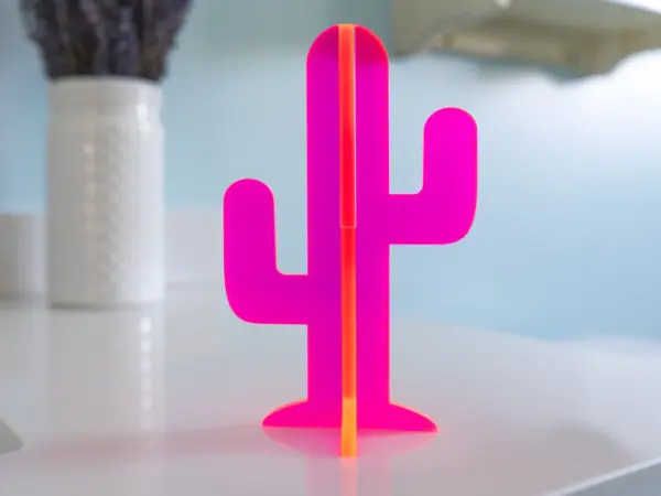 Laser Cut Neon Pink Acrylic Cactus, Great Gift, Modern Sculpture, Kids Room, Office Desk, Minimal Design - Image 4