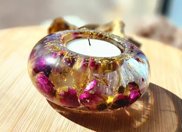 Tealight Holder | Resin Candle Holder | Unique Candle Holder | Home Decor | Wedding Gift |Handmade Gifts | Resin Art | Dried Flower Tealight - Image 3